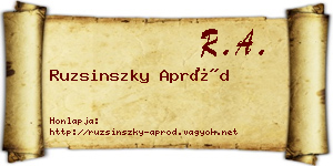 Ruzsinszky Apród névjegykártya